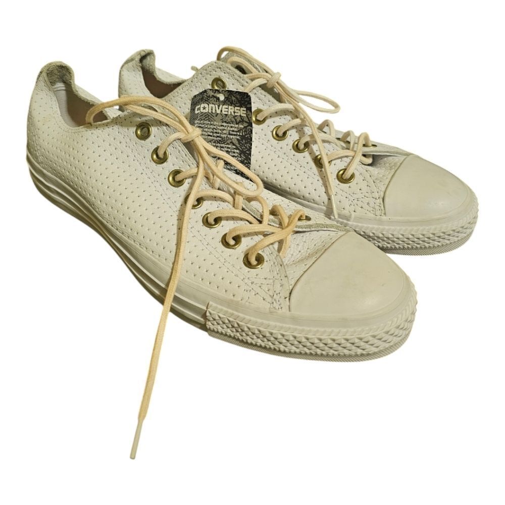 NWT CONVERSE ALL STAR Perforated White Leather Chucks - Size 11